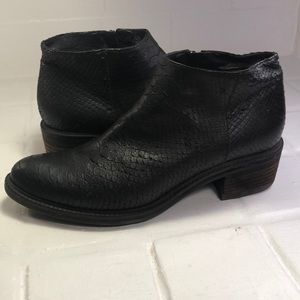 Vic Matie Black Leather Snakeskin Print Boots